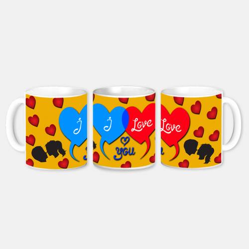 Brand Name Happy Valentines Day Coffee Mug | Gifts For Girlfriend Boyfriend Husband Wife | Ceramic Mug 350 Ml | Valentine Day Gift | I Love 